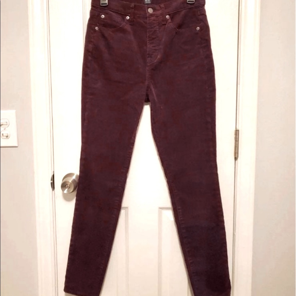 Gap eggplant deep purple high waisted curduroy skinny jeans